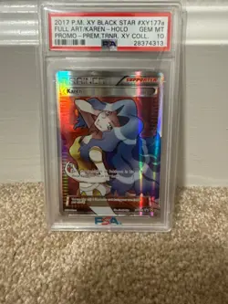 2017 Pokemon XY Black Star Promo Karen XY177a PSA 10 Premium Trainers Collection - Image 1