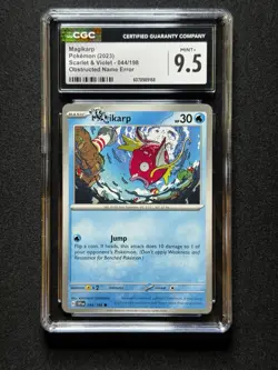 CGC 9.5 ERROR Pokemon Magikarp #044 Scarlet Violet OBSTRUCTED NAME MISPRINT! - Image 1