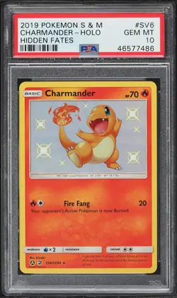 2019 Pokemon Hidden Fates Shiny Charmander #SV6 PSA 10 - Image 1