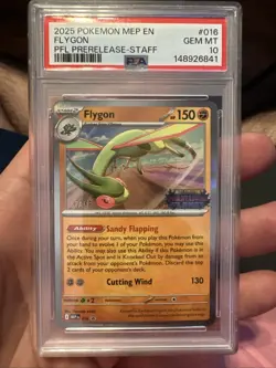 2025 Pokemon MEP EN Flygon #016 Promo PFL Prerelease STAFF PSA 10 promo - Image 1