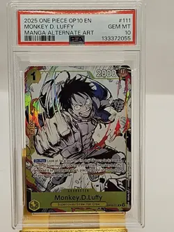 2025 ONE PIECE OP10-111 PREMIUM COLLECTION MONKEY D LUFFY PSA 10 ALT ART MANGA - Image 1