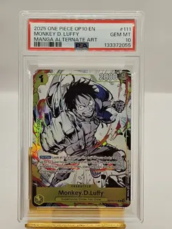 2025 ONE PIECE OP10-111 PREMIUM COLLECTION MONKEY D LUFFY PSA 10 ALT ART MANGA - Image 3