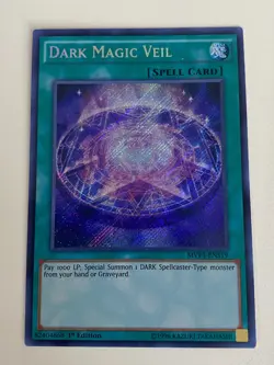 Yugioh - Dark Magic Veil x 3 - 1st Edition Secret Rare NM - Free Holo Card - Image 2