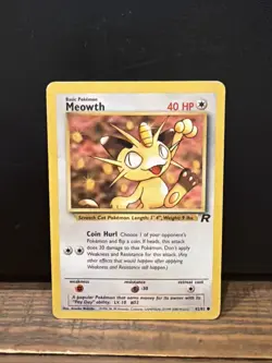 Pokemon Team Rocket 1st Edition Regular Finish Meowth 62/82 Pokemon Card - Image 1
