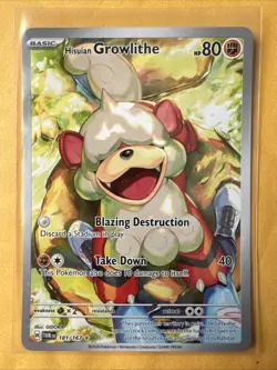Pokemon TCG Hisuian Growlithe Full Art Card 181/167 TWM Rare NM Condition - Image 1