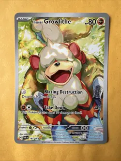 Pokemon TCG Hisuian Growlithe Full Art Card 181/167 TWM Rare NM Condition - Image 2
