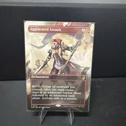 Aggravated Assault (Borderless) Wilds of Eldraine Enchanting Tales NM (514046) - Image 1