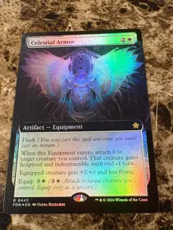 CELESTIAL ARMOR Magic the Gathering MTG Foundations Extended Art Foil Rare - Image 1