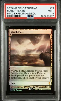 2015 MTG BATTLE FOR ZENDIKAR EXPEDITIONS FOIL #21 MARSH FLATS PSA 9 - Image 1