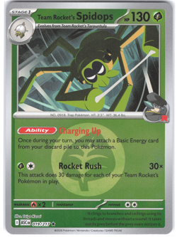 Team Rocket's Spidops 019/217 Energy Reverse Ascended Heroes NM Pokemon TCG - Image 1