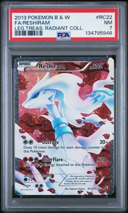 2013 POKEMON B&W LEGEND TREASURES RADIANT COLLECTION #RC22 FA/RESHIRAM PSA 7 - Image 1