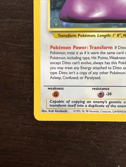 1999 Pokemon Fossil Ditto Holo 3/62 Free Shipping - Image 3