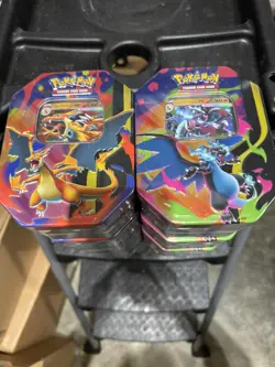 Pokemon TCG Mega Charizard X and Mega Charizard Y Tins Sealed Lot Of 10 - Image 1