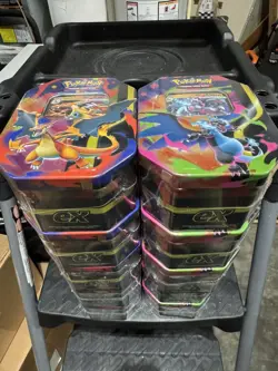 Pokemon TCG Mega Charizard X and Mega Charizard Y Tins Sealed Lot Of 10 - Image 2