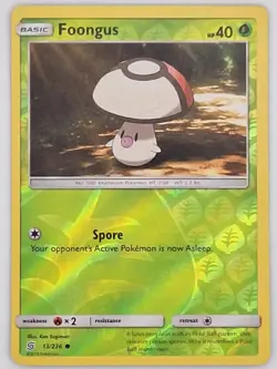 Foongus 13/236 Pokemon - Reverse Holo Sun & Moon Unified Minds MP - Image 1