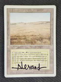 MTG Savannah Dual Land Revised, Signed By Artist, Lightly Played Condition - Image 1