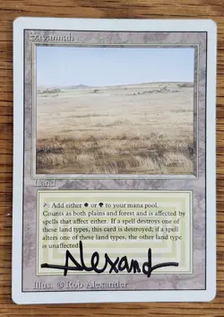 MTG Savannah Dual Land Revised, Signed By Artist, Lightly Played Condition - Image 3