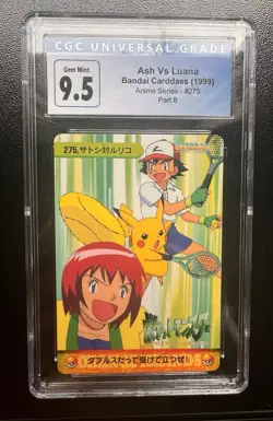 1999 Pokemon Ash Vs Luana Anime Series #275 Japan Bandai Carddass CGC 10 LOW POP - Image 1