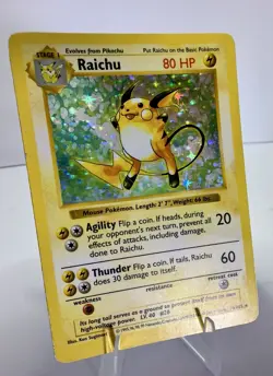 Pokemon Raichu Base Set Holo SHADOWLESS 14/102 Wizards of the Coast 1999 - Image 1