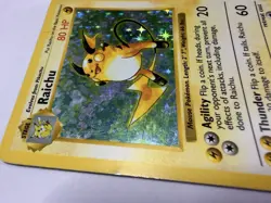 Pokemon Raichu Base Set Holo SHADOWLESS 14/102 Wizards of the Coast 1999 - Image 3
