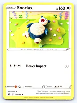 Snorlax 109/159 Rare Crown Zenith Pokemon Near Mint - Image 1