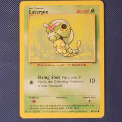 Caterpie 45/102 - Base Set - Common Vintage WOTC Pokemon Card - LP+ - Image 1