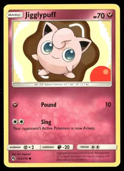 2018 Sun & Moon - Lost Thunder Jigglypuff Basic/Common #133 - Image 1