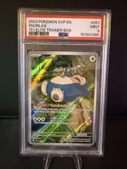2023 Pokemon PSA 9 Snorlax #51 S&V 151 ETB Black Star Promo Mint - Image 1