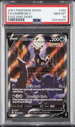 2021 POKEMON SWORD & SHIELD EVOLVING SKIES #189 FULL ART/UMBREON V PSA 10 - Image 1