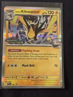 Pokemon Iono's Kilowattrel Stage 1 Promo Holo 182 SV HP 120 - Image 1