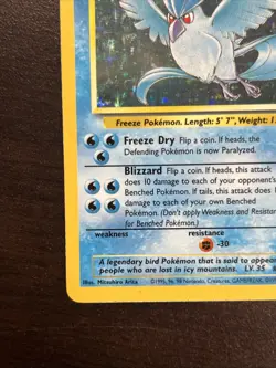 1999 Pokemon Fossil Articuno Holo 2/62 Free Shipping - Image 3