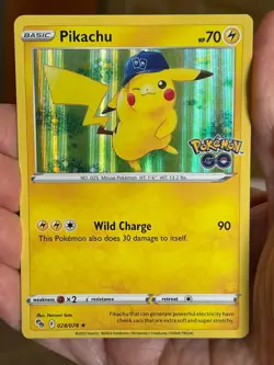 POKEMON PIKACHU 028/078 RARE HOLOFOIL POKEMON GO NM CARD - Image 1