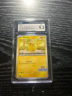 CGC MINT+ 9.5 Pikachu Pokemon Card #214 Black Star Promo Illustration Contest - Image 1