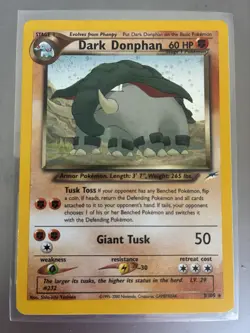 🦖 Dark Donphan Neo Destiny TCG 3/105 Holo Card Pokemon NM- LP++ SWIRL! - Image 2