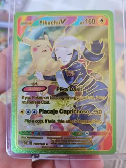Pikachu V Rainbow Foil Fan Art Vinyl Textured Collector Card TG05/TG30 - Image 1