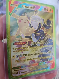 Pikachu V Rainbow Foil Fan Art Vinyl Textured Collector Card TG05/TG30 - Image 4
