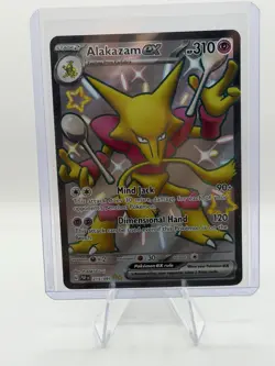Pokemon Alakazam EX TCG Holo Shiny Ultra Rare Card Paldean Fates 215/091 - Image 1
