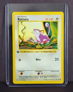 Base Set Pokemon TCG Rattata - 1st Edition Shadowless Card - LP - FAST SHIP - Image 1