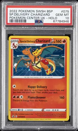 2022 POKEMON SWSH BLACK STAR PROMO #075 SPECIAL DELIVERY CHARIZARD-HOLO PSA 10 - Image 1
