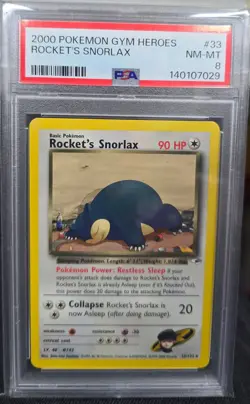 Pokemon 2000 Gym Heroes Rocket's Snorlax #33 PSA 8 NM-MT (P4) - Image 1