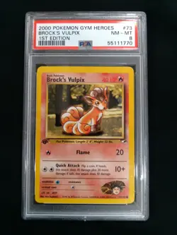 Graded PSA 8 BROCK'S VULPIX #73 2000 Pokemon Gym Heroes 1ST EDITION NM - MT - Image 1