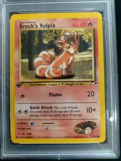 Graded PSA 8 BROCK'S VULPIX #73 2000 Pokemon Gym Heroes 1ST EDITION NM - MT - Image 2