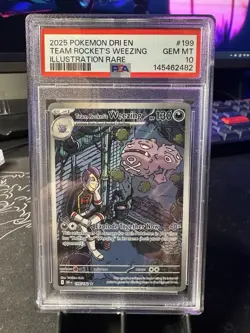 2025 Pokemon DRI EN #199 Team Rocket’s Weezing Illustration Rare PSA 10 - Image 1