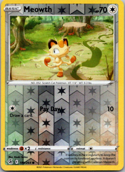 2021 Pokemon Fusion Strike Meowth 199/264 Reverse Holo - Image 1