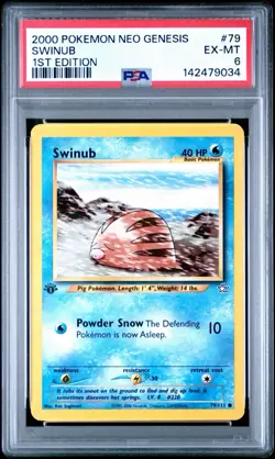 2000 Pokemon Swinub 79/111 Neo Genesis 1st Edition PSA 6 - Image 1