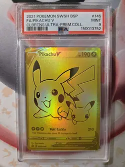 2021 Pokemon SWSH Celebrations Ultra-Premium Collection FA/Pikachu v #145 PSA 9 - Image 1