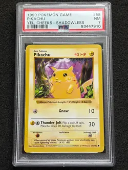 Pikachu PSA 7 Base Set Shadowless Yellow Cheeks #58 Pokemon - Image 1
