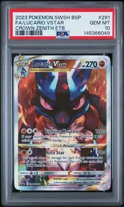 2023 POKEMON SWSH BLACK STAR PROMO #291 FULL ART/LUCARIO VSTAR PSA 10 - Image 1