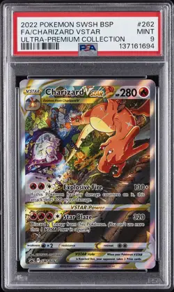 2022 POKEMON SWSH BLACK STAR PROMO #262 FULL ART/CHARIZARD VSTAR PSA 9 - Image 1