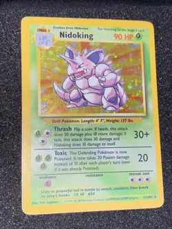 Pokemon Nidoking Base Set 11/102 Holo Rare 1999-2000 Wizards Copyright Card - Image 1